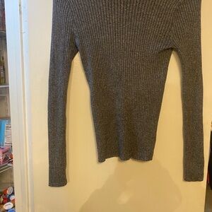 Express Charcoal Ribbed Knit Sweater
